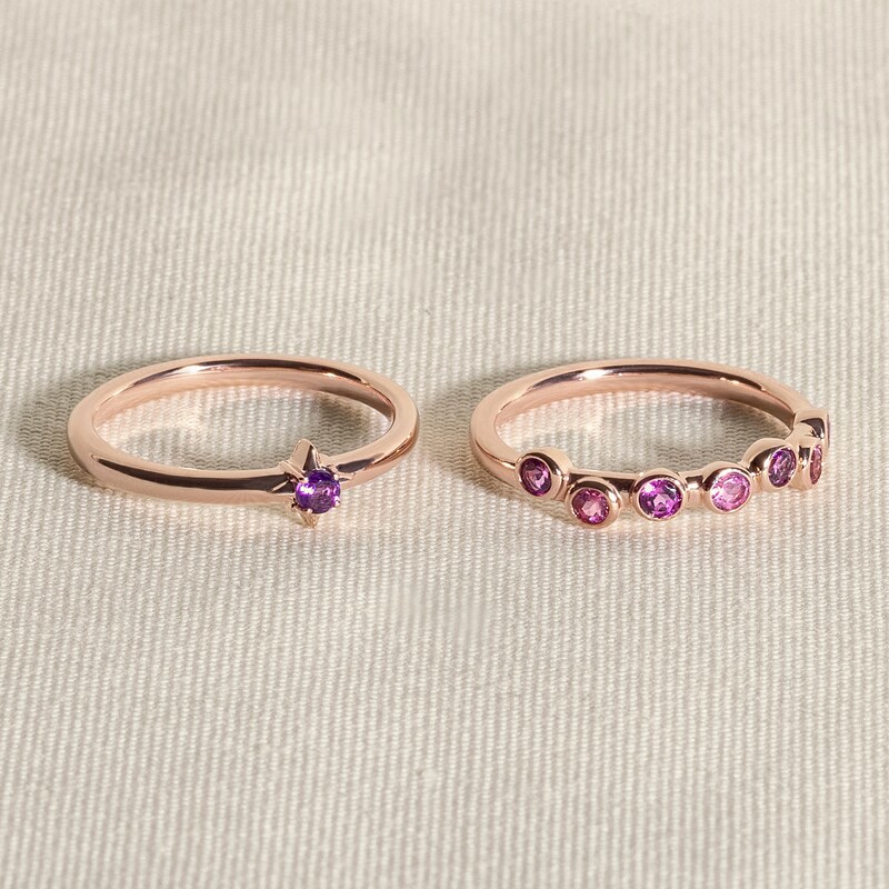 Main Image 4 of Juliette Maison Natural Pink Tourmaline & Natural Garnet Ring 10K White Gold