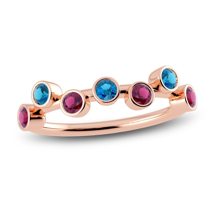 Main Image 1 of Juliette Maison Natural Blue Zircon & Natural Rhodolite Garnet Ring 10K Rose Gold