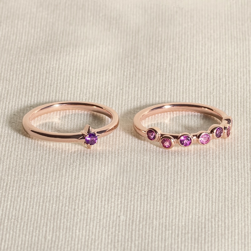 Main Image 4 of Juliette Maison Natural Blue Zircon & Natural Rhodolite Garnet Ring 10K Yellow Gold