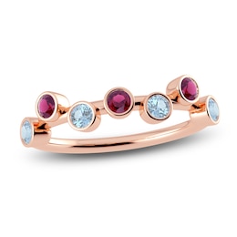 Juliette Maison Natural Aquamarine & Natural Rhodolite Garnet Ring 10K Rose Gold