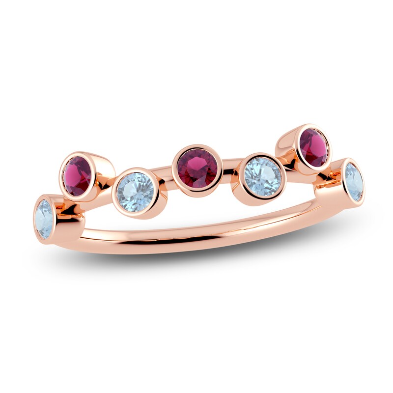 Main Image 1 of Juliette Maison Natural Aquamarine & Natural Rhodolite Garnet Ring 10K Rose Gold