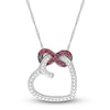 Thumbnail Image 1 of Natural Ruby Heart Necklace 10K White Gold 17"