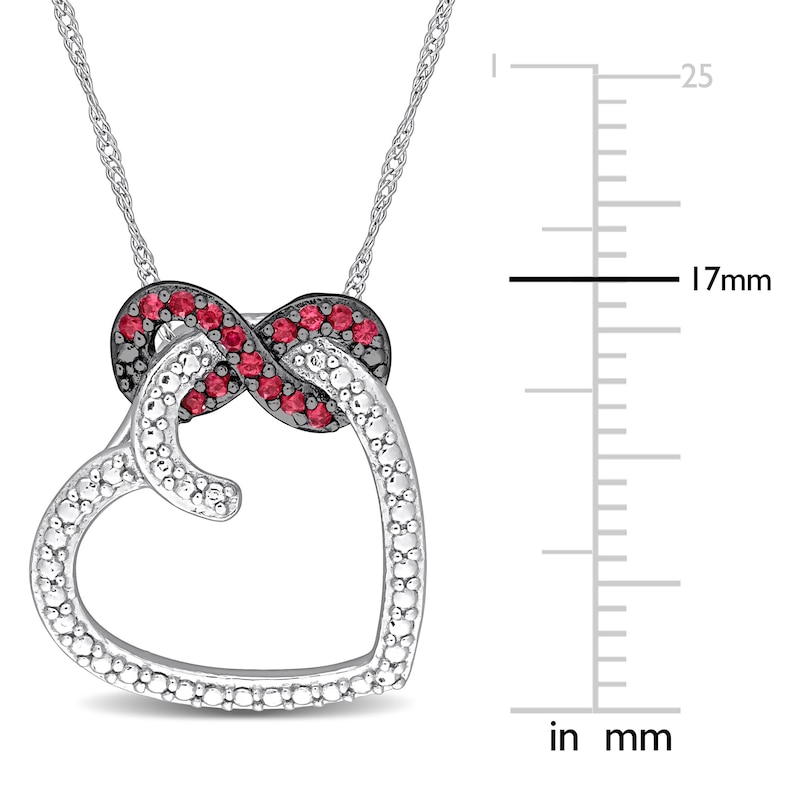 Main Image 3 of Natural Ruby Heart Necklace 10K White Gold 17"