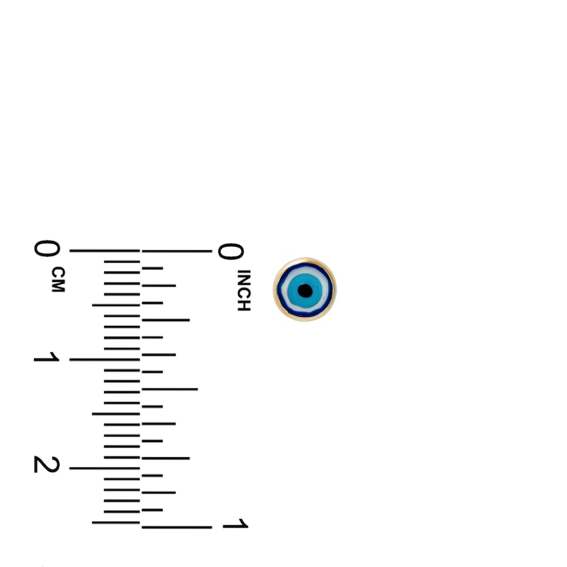 Main Image 2 of Glass Evil Eye Earrings Blue/White/Black Enamel 14K Yellow Gold