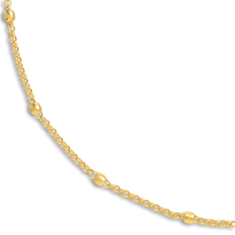 Main Image 2 of Hollow Disco Bead Rolo Chain 14K Yellow Gold 20"