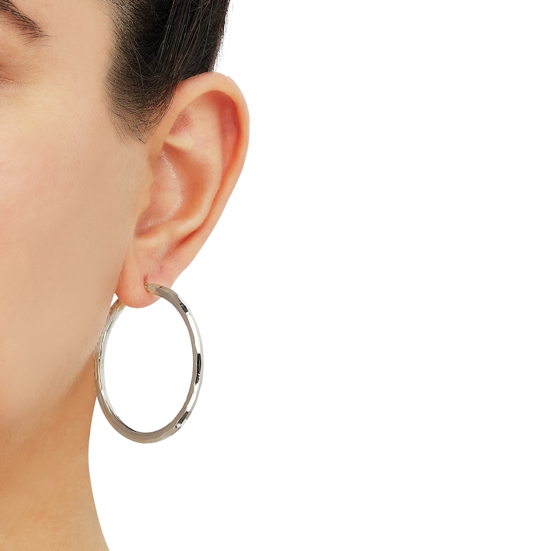 Main Image 2 of Hollow Tube Hoop Earrings 10K White Gold 42.4mm