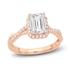Thumbnail Image 1 of Lab-Grown Diamond Engagement Ring 2-1/3 ct tw Emerald/Round 14K Rose Gold