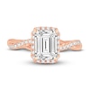 Thumbnail Image 3 of Lab-Grown Diamond Engagement Ring 2-1/3 ct tw Emerald/Round 14K Rose Gold