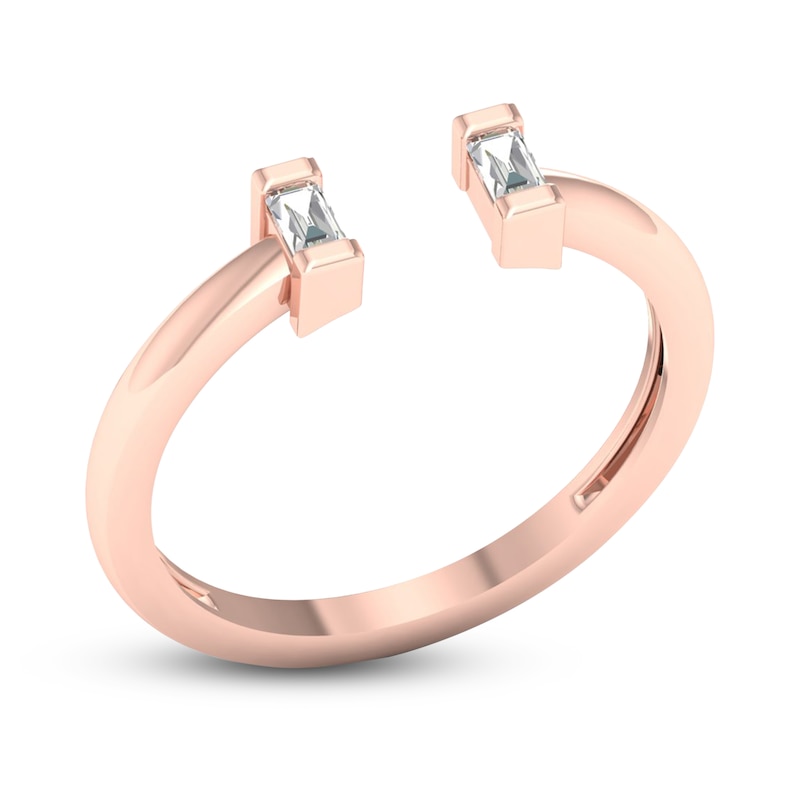 Main Image 2 of Diamond Open Cuff Wedding Band 1/10 ct tw Baguette 14K Rose Gold