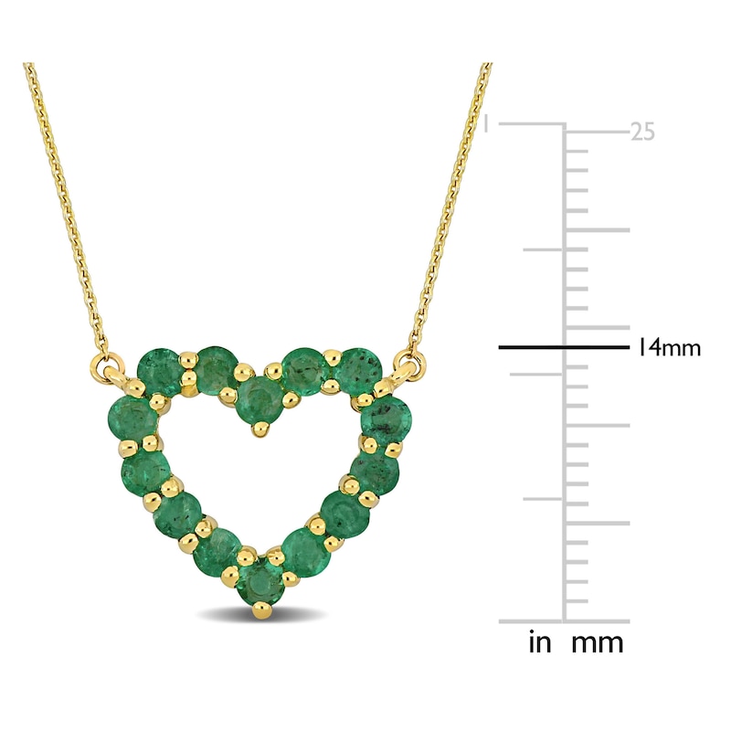 Main Image 2 of Natural Emerald Heart Necklace 10K Yellow Gold 17"