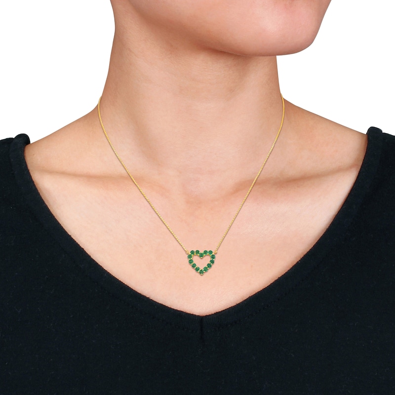 Main Image 3 of Natural Emerald Heart Necklace 10K Yellow Gold 17"