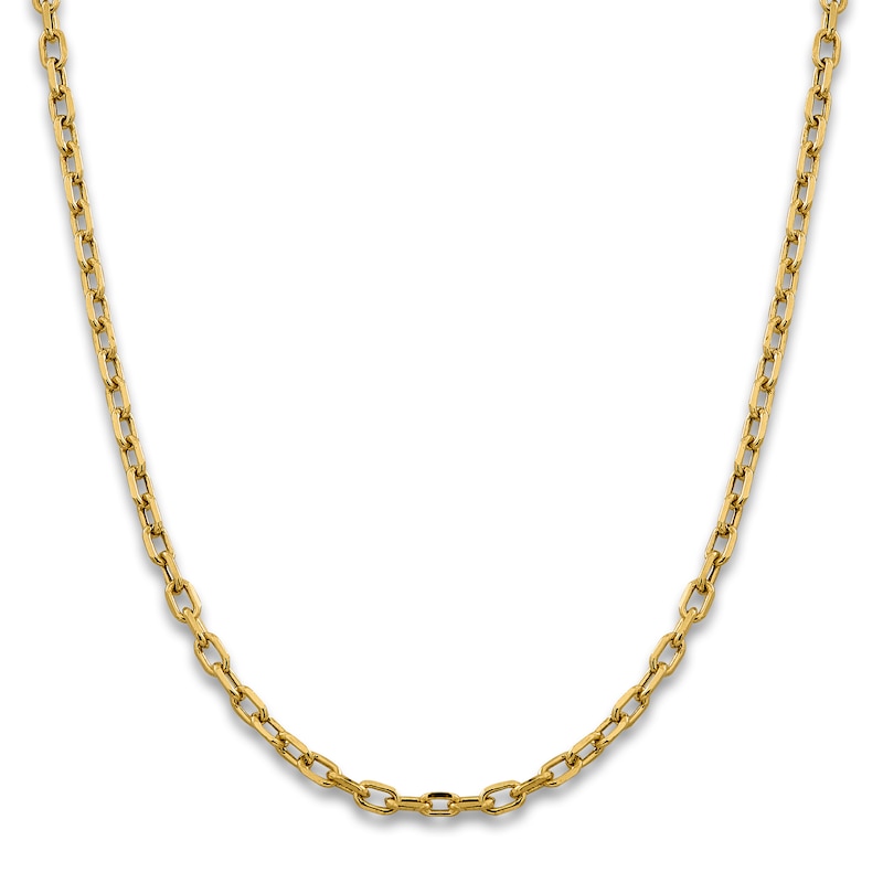 Men's Semi-Solid Cable Chain Necklace 14K Yellow Gold 18" 4.9mm