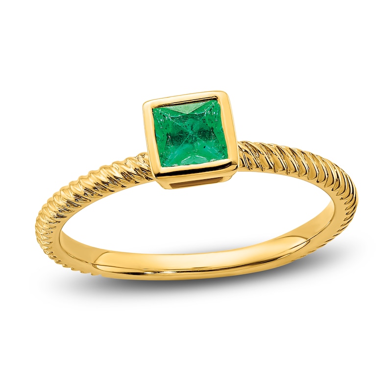 Natural Emerald Square Bezel Ring 14K Yellow Gold | Jared