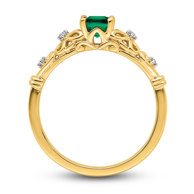Natural Emerald Ring Diamond Accents 14K Yellow Gold | Jared