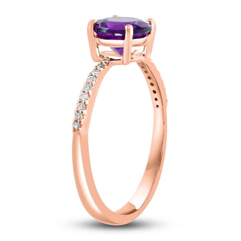 Main Image 2 of LALI Jewels Natural Amethyst Engagement Ring 1/15 ct t Diamonds 14K Rose Gold