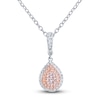 Thumbnail Image 1 of Pink Diamond Pendant Necklace 1/5 ct tw Round 14K Two-Tone Gold 18"