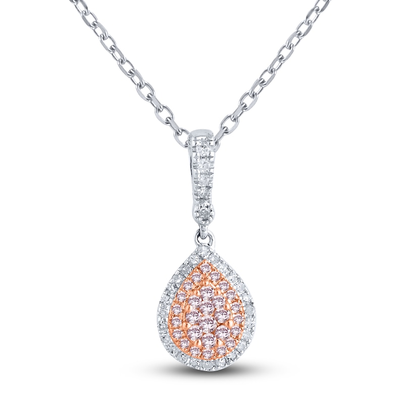 Main Image 1 of Pink Diamond Pendant Necklace 1/5 ct tw Round 14K Two-Tone Gold 18"