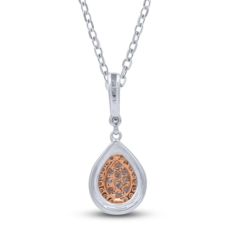Main Image 3 of Pink Diamond Pendant Necklace 1/5 ct tw Round 14K Two-Tone Gold 18"