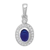Natural Blue Sapphire Charm 1/10 ct tw Diamonds 14K White Gold