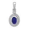 Natural Blue Sapphire Charm 1/10 ct tw Diamonds 14K White Gold