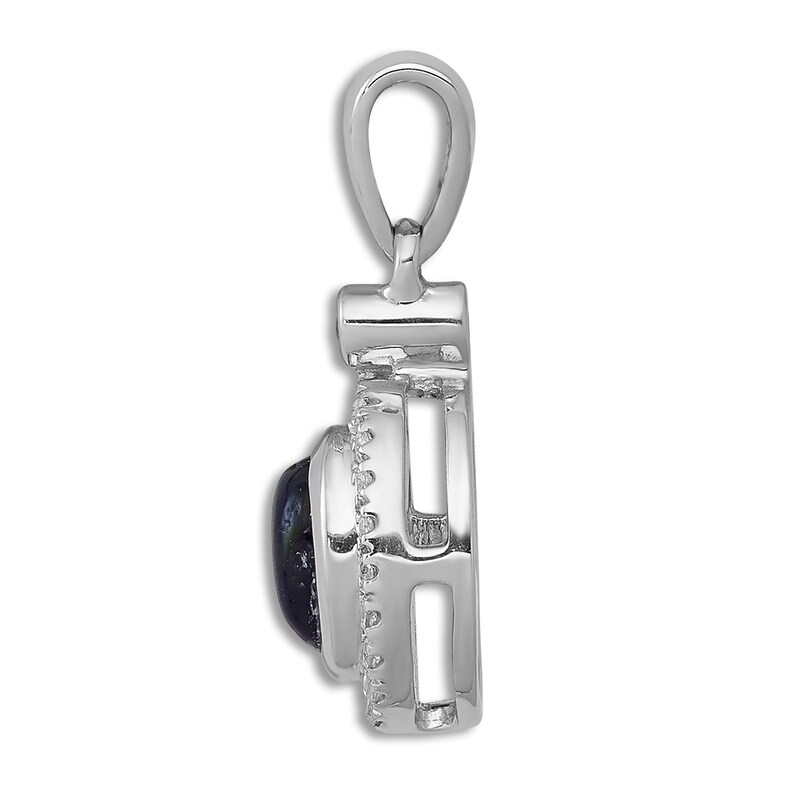 Natural Blue Sapphire Charm 1/10 ct tw Diamonds 14K White Gold