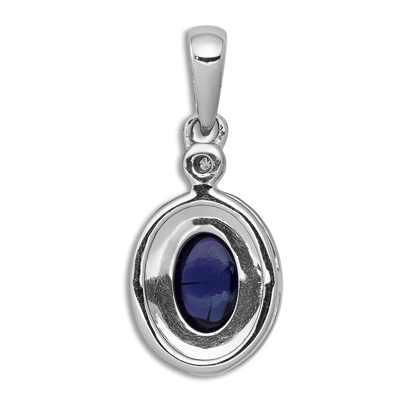 Natural Blue Sapphire Charm 1/10 ct tw Diamonds 14K White Gold