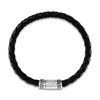 Thumbnail Image 1 of 1933 by Esquire Men's Black Leather Bracelet Sterling Silver 8.5"