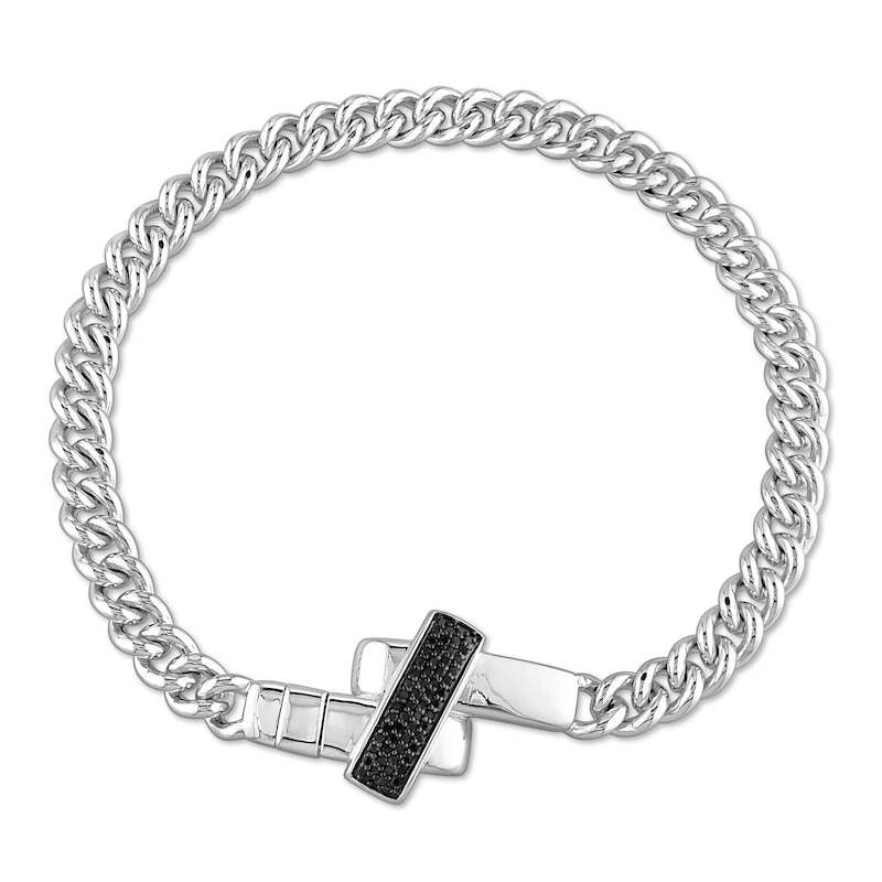 Men's Black Diamond Bracelet 1/3 ct tw Round Sterling Silver