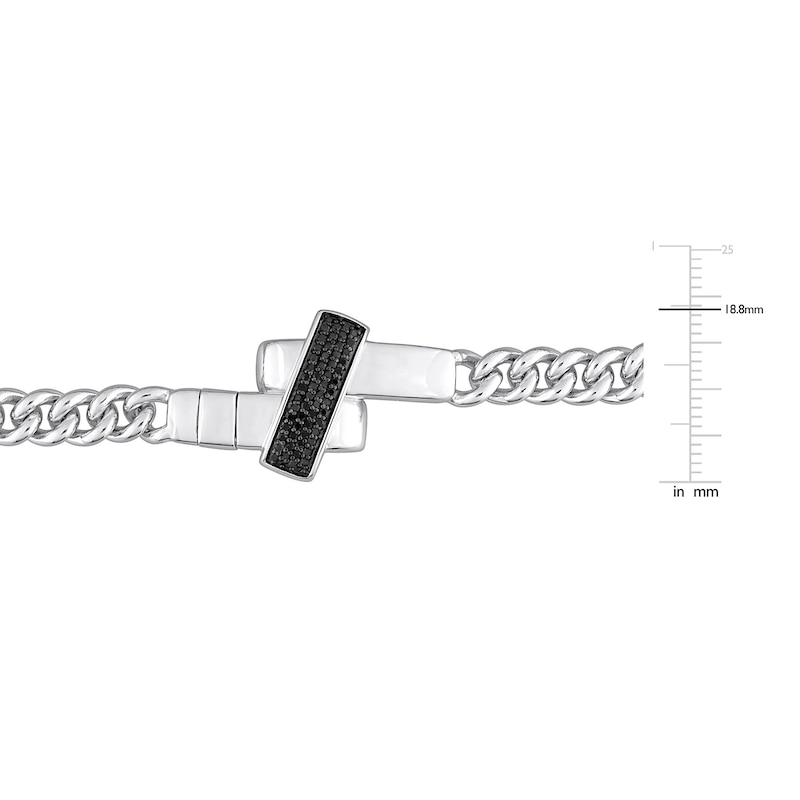 Main Image 3 of Y-Knot Men's Black Diamond Bracelet 1/3 ct tw Round Sterling Silver
