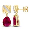 Thumbnail Image 1 of Y-Knot Lab-Created Ruby Earrings 1/15 Diamonds 14K Yellow Gold