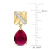 Thumbnail Image 2 of Y-Knot Lab-Created Ruby Earrings 1/15 Diamonds 14K Yellow Gold