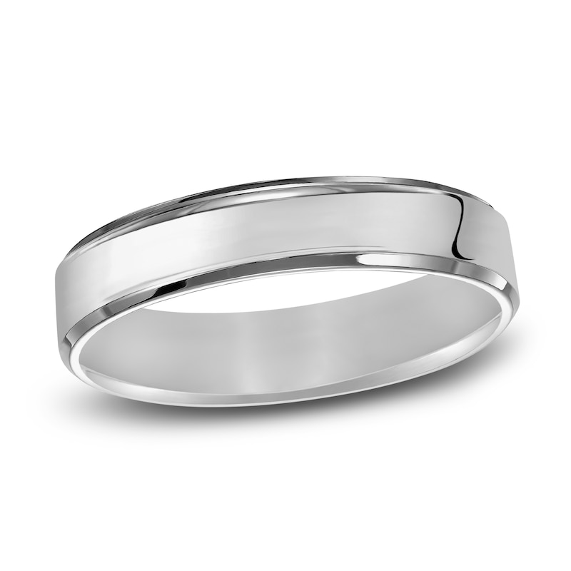 Main Image 1 of Men's Beveled Edge Wedding Band Platinum 5.0mm