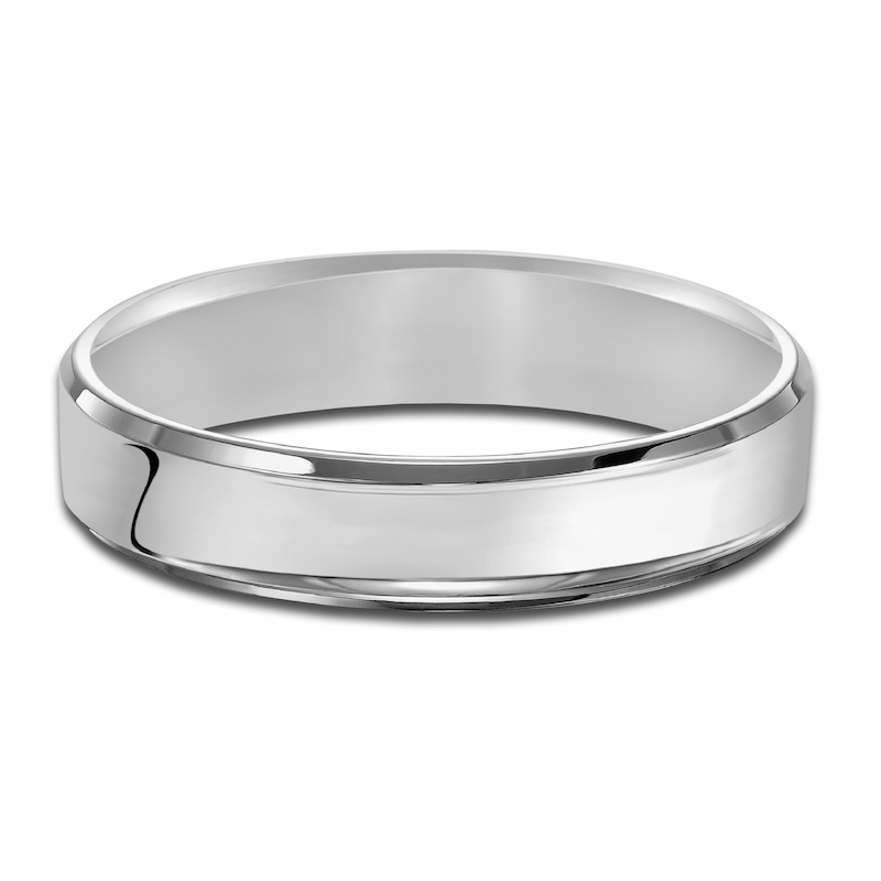 Main Image 3 of Men's Beveled Edge Wedding Band Platinum 5.0mm