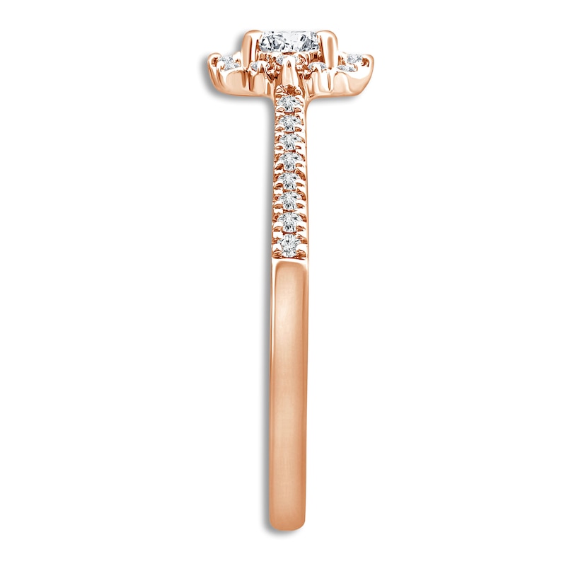 Main Image 3 of Diamond Engagement Ring 1 ct tw Emerald/Round 14K Rose Gold