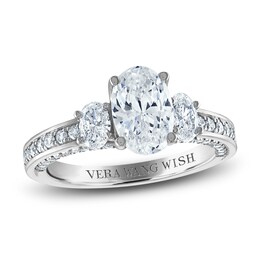 Vera Wang WISH Diamond Engagement Ring 2-1/4 ct tw Oval/Round 18K White Gold