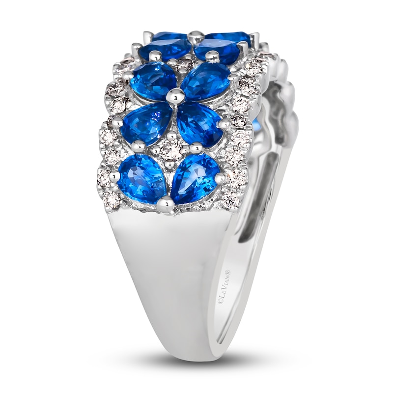 Main Image 3 of Le Vian Natural Blue Sapphire Flower Ring 3/8 ct tw Diamonds Platinum