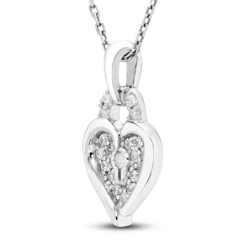 Main Image 2 of Diamond Heart Pendant Necklace 1/6 ct tw Round 10K White Gold 18"