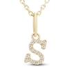 Thumbnail Image 1 of Diamond Initial S Pendant Necklace 1/20 ct tw Round 10K Yellow Gold 18"