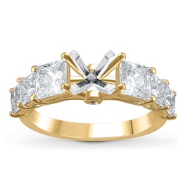 Lab-Grown Diamond Engagement Ring 2-1/2 ct tw Princess/Round 14K Yellow Gold