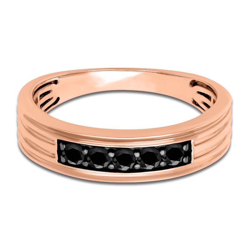 Main Image 3 of Men's Natural Black Sapphire Wedding Band 14K Rose Gold 5.5mm