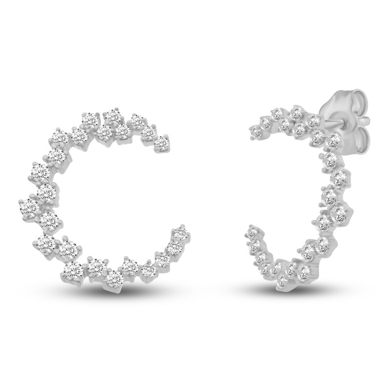 Main Image 3 of Diamond Spiral Hoop Earrings 1/2 ct tw Round 14K White Gold