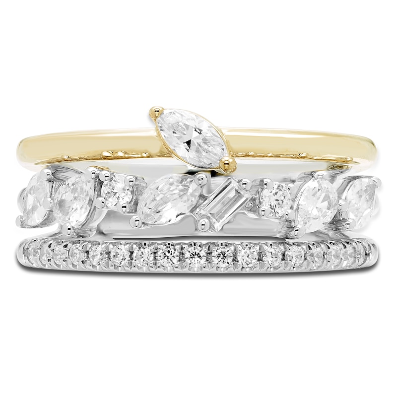 Main Image 3 of Diamond Stackable Ring 3/4 ct tw Round/Marquise/Baguette/Pear 14K Two-Tone Gold