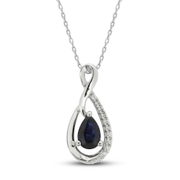 Natural Blue Sapphire Necklace 1/20 ct tw 14K White Gold 18"