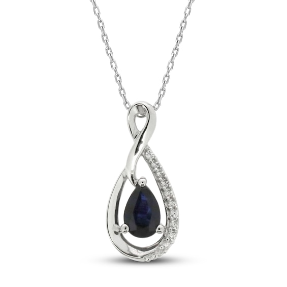 Natural Blue Sapphire Necklace 1/20 ct tw 14K White Gold 18"