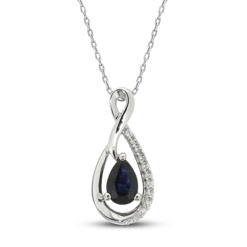 Main Image 1 of Natural Blue Sapphire Necklace 1/20 ct tw 14K White Gold 18"