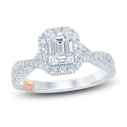 Pnina Tornai Diamond Engagement Ring 1-1/2 ct tw Emerald/Round Platinum