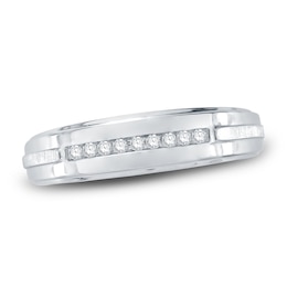 Men's Diamond Wedding Band 1/10 ct tw Round 14K White Gold