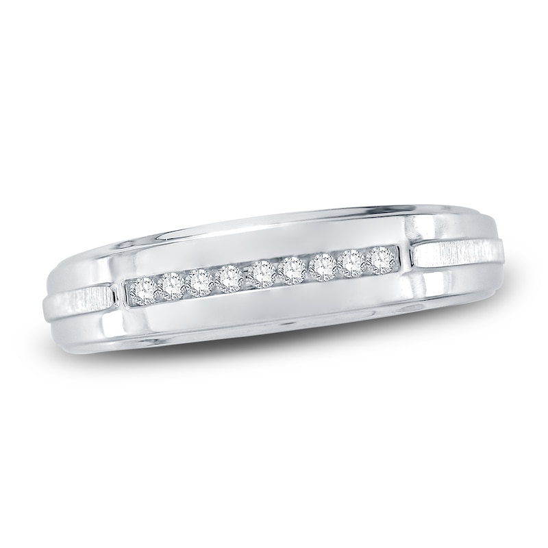 Main Image 1 of Men's Diamond Wedding Band 1/10 ct tw Round 14K White Gold