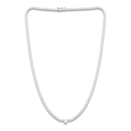 Image of diamond tennis necklace with 14K white gold.