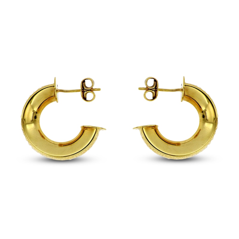 Main Image 2 of Diamond-Cut Hoop Earrings 14K Yellow Gold 10mm